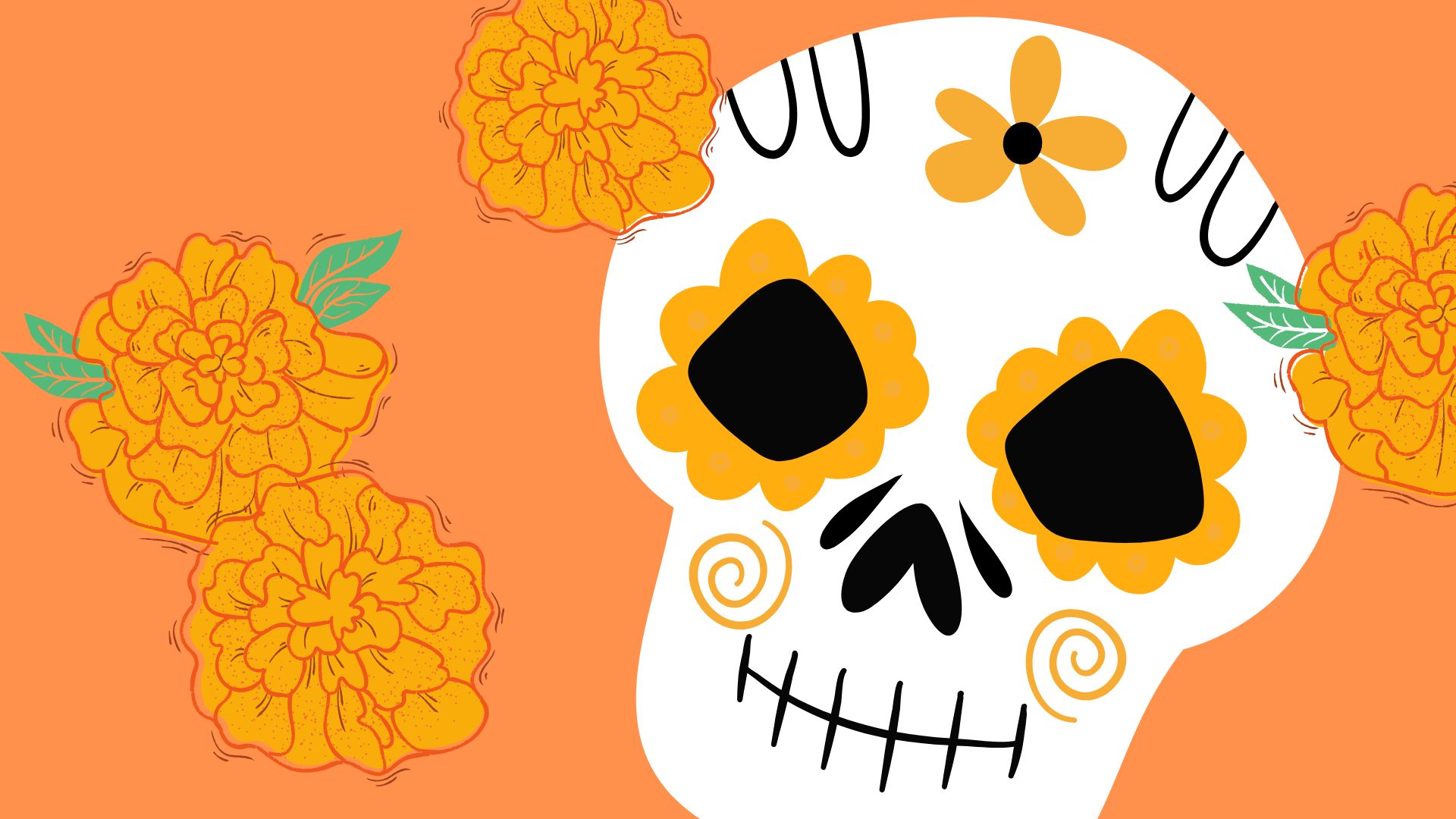 Skull with flowers