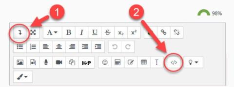 Screenshot of Moodle editing tools