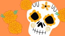 Skull with flowers